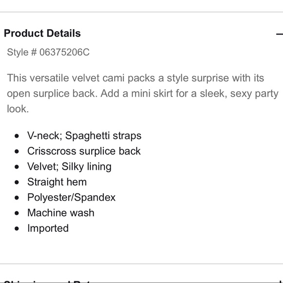 Velvet surplice back cami - NWOT - Picture 7 of 7